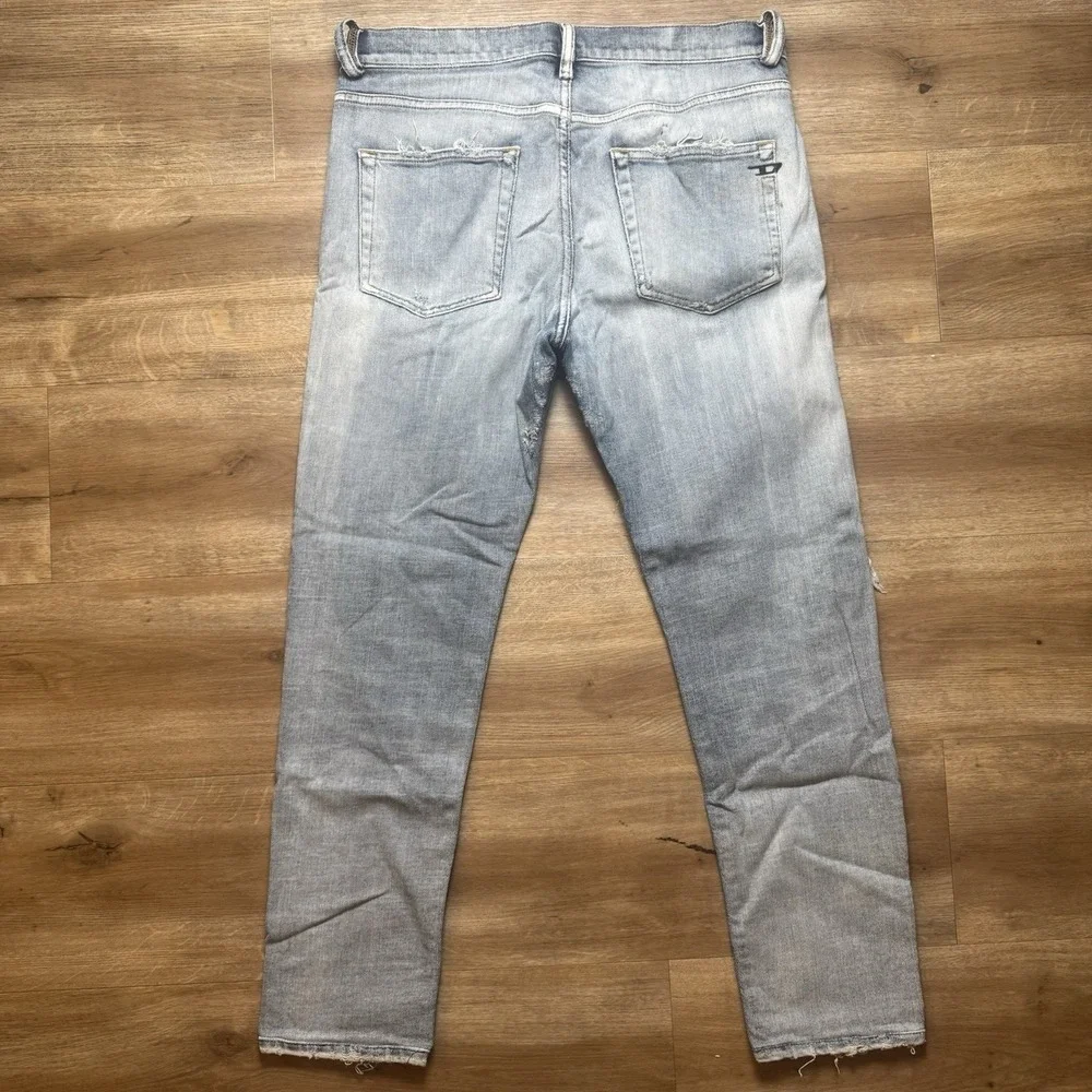 Diesel D-Strukt Jeans Mens 32x27 Light Blue Slim Distressed Made In Italy 009UI